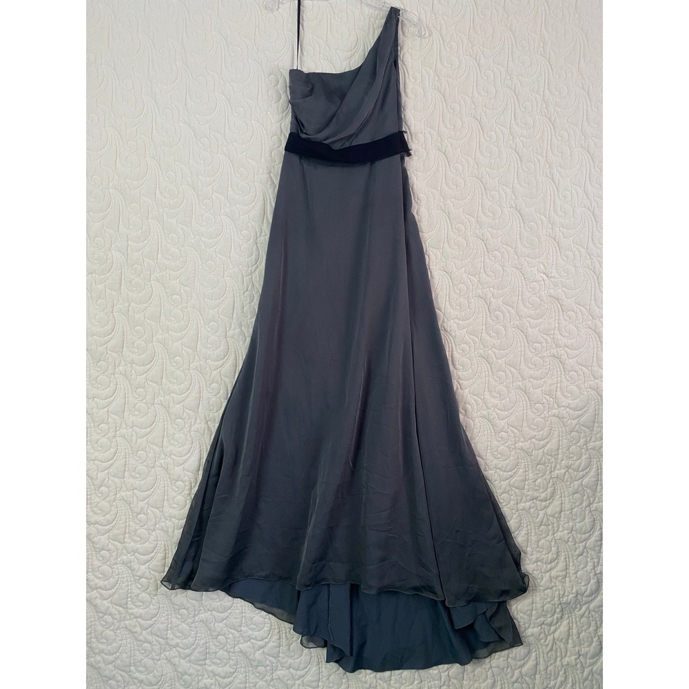 Graduation Gown One Shoulder Chiffon Formal Dress Womens 8 Gray High Low